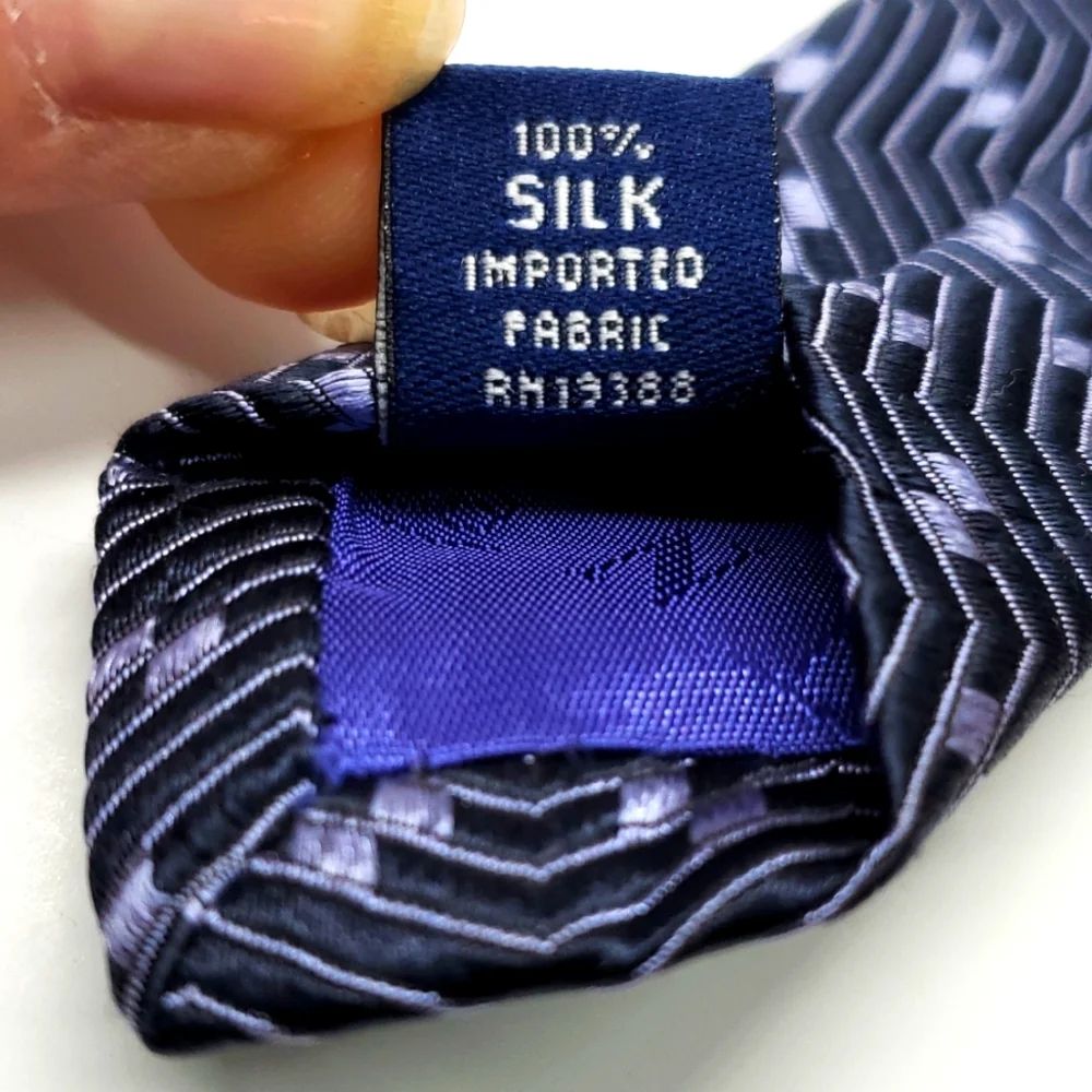 Nautica Silk Geometric Lines Blue Gray Tie EUC